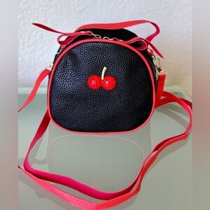 Jeweled Cherry Emblem Red White Convertible Bag Crossbody Top Handle Backpack